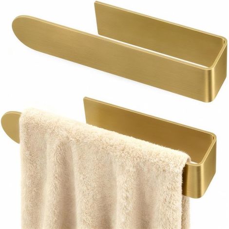 Lot de 2 porte-serviettes – Or – 23 cm – Mural autocollant – Cuisine et salle de bain (1/5)