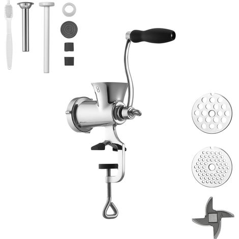 Mophorn Picadora de Carne Manual de Acero Inoxidable 304 con Manivela y Abrazadera para Mesa, Máquina para Moler Carne con Placa de Corte y Tubo, Ideal para Carne de Res, Cocina y Restaurantes