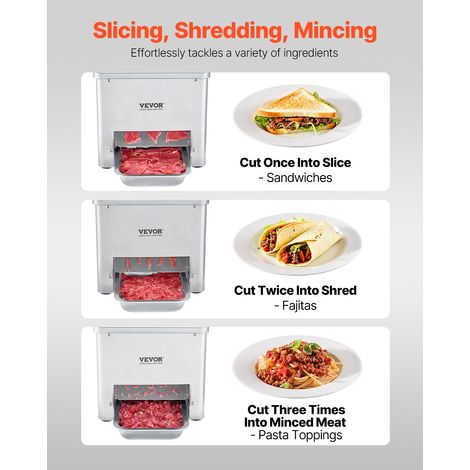 Trancheuse à viande commerciale, 550 W, machine à découper la viande, 159 kg/h, acier inoxydable, épaisseur 3,5 mm, trancheuse élec… (1/5)