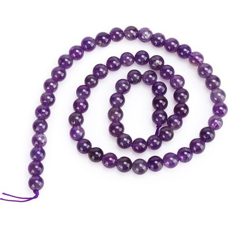 Perles en Pierre Naturelle Violette 6mm pour Bracelets DIY - Lot de 62 Pièces - Accessoire de Création de Bijoux