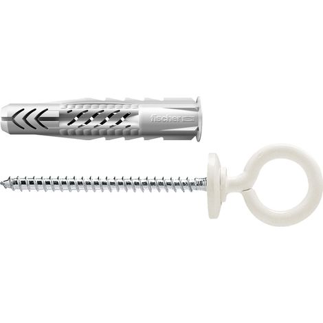 Fischer 25x  tassello universale  UX 8X50  OH N  con bordo  e vite  ad occhiello  rivestita in  nylon -  94414