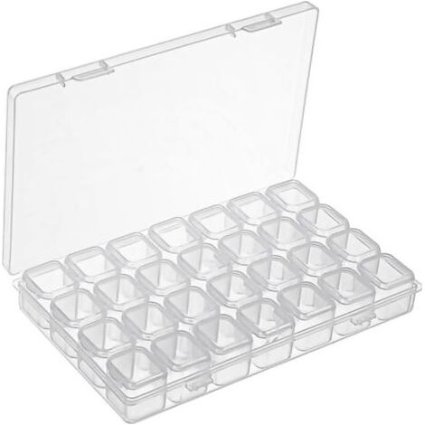 boite rangement diamond painting,boite rangement vis,petite boite,boite a bijoux transparente,28 compartiments, pour petites pièces, ongles, perles, bijoux (1/5)