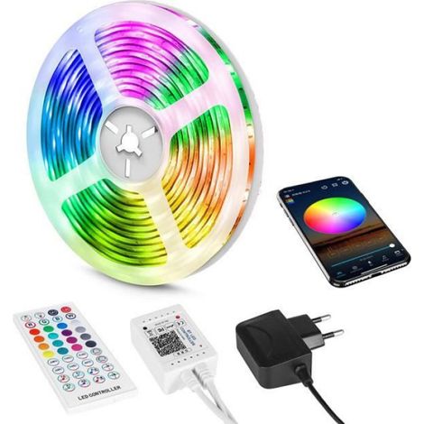 Ruban LED - - 15m - Multicolore - Télécommande - Bluetooth App (1/5)