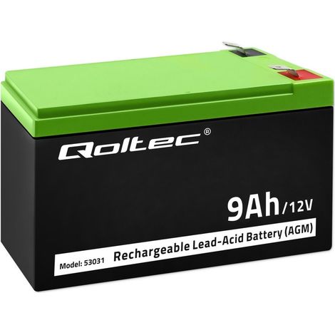 Batterie AGM 12V 9Ah – Sans entretien – Longue durée de vie – Pour systèmes de sécurité et onduleurs – Qoltec