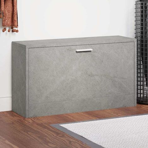 vidaXL Banc à chaussures Gris béton 80x24x45 cm Bois d'ingénierie (1/5)
