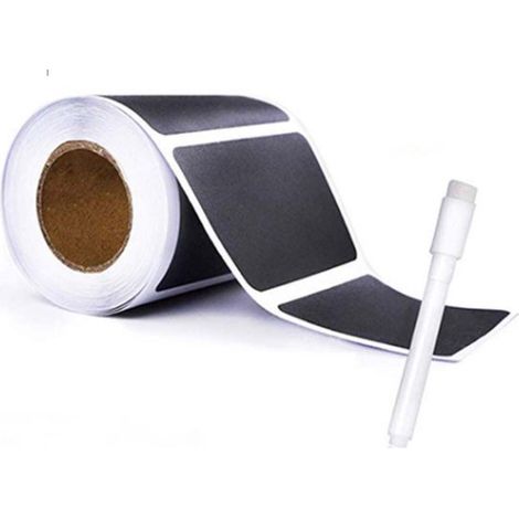 120 pièces 1 rouleau - Apportez un stylo blanc - 5,53,5 cm - noir - PVC - autocollants - Étiquettes de conservation - Étiquettes faciles à écrire et à distinguer - Pour conteneurs, boîtes, sacs - amov (1/4)
