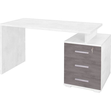 Scrivania Colore Bianco Ossido e Grigio Cemento cm 154x65x h.76