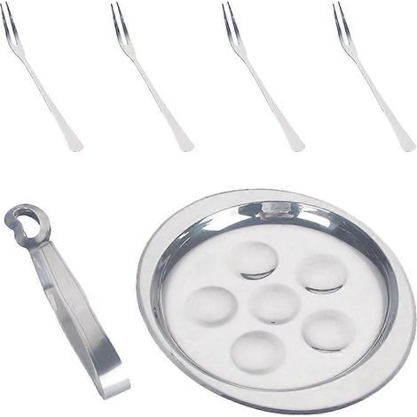 ensemble d'ustensiles de cuisine en acier inoxydable comprenant une assiette à escargots, une fourchette et une pince.-19.5X16.8X4.5CM (1/2)