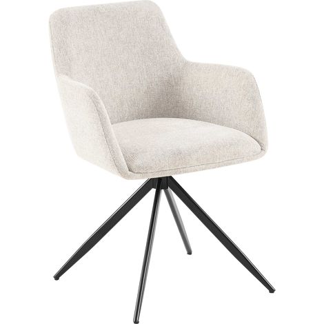 1x Silla de comedor giratoria tapizada con reposabrazos de tela color crema y estructura de metal 100007170 (1/5)