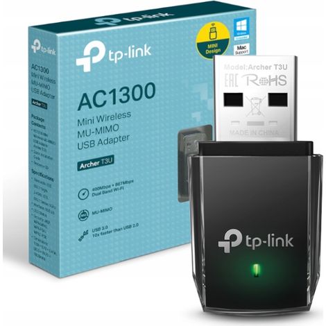 Archer T3U Adattatore Usb Scheda di Rete Wireless Dual-Band 1300Mbps 2.4GHz e 5GHz Usb 3.0 Mini Size (1/5)
