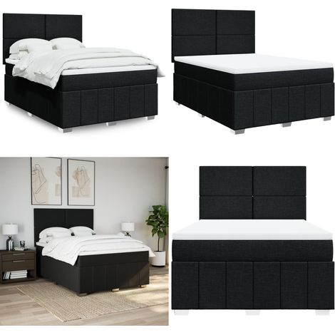 vidaXL Boxspringbett mit Matratze Schwarz 140x200 cm Stoff (1/5)