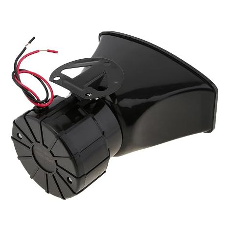 12V 100W Car Siren with 7 Sounds: Horn, Fire Alarm, Ambulance, Traffic, Police, with Remote Control, Black (1/4)