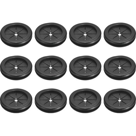 12Pcs Passe Fil Caoutchouc 1-1/14"(32mm) ID, 1-1/2"(38mm) Diamètre du Trou d'Installation Bouchon de Trou Caoutchouc Double Face Joint de Câblage Électrique Rond, Noir (1/5)
