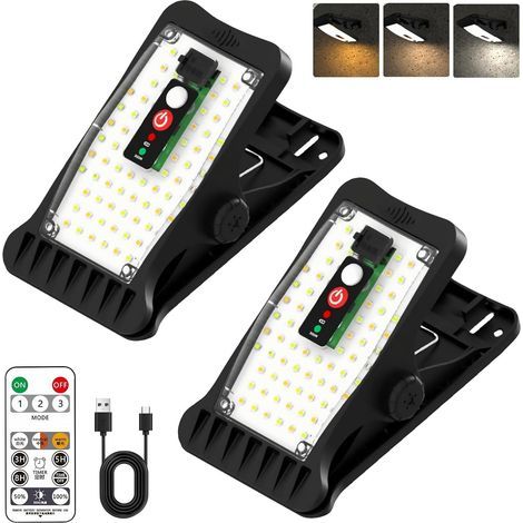 Solar-Außenleuchten, 2er-Pack Klemm-Solarleuchten mit Bewegungsmelder, 70 LEDs, 3 Beleuchtungsmodi, Klemm-Solarleuchten für Garten, Flur, Hof, Zaun (1/5)
