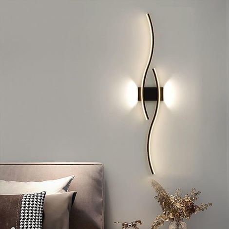 Applique murale LED moderne, appliques murales linéaires en métal avec éclairage haut et bas, petits projecteurs, lumière d'ambiance murale de fond