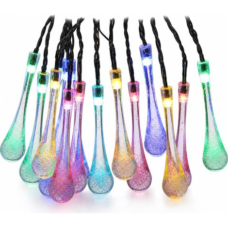 Guirlande LED Gouttes Multicolores, 40 LED à Piles, Étanche pour Décoration de Noël et Extérieur (1/5)