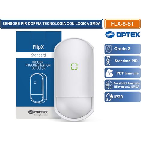 OPTEX FLX-S-ST SENSORE RILEVATORE CABLATO STANDARD PIR GRADO 2 LENTE RUOTABILE 12/18M DA INTERNO (1/5)