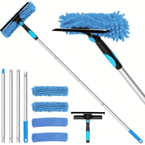 Kit de nettoyage de vitres avec raclette (avec rallonge, 1 tête rotative et 4 brosses interchangeables) (1/5)
