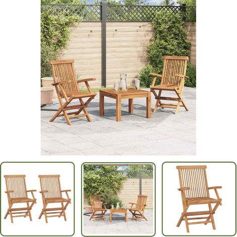The Living Store Gartenstühle 2 Stk. Klappbar Massivholz Teak - Gartensaal - Gartenstuhl - Teak Gartenstuhl - Klappbarer Stuhl - Outdoor Möbel (1/5)