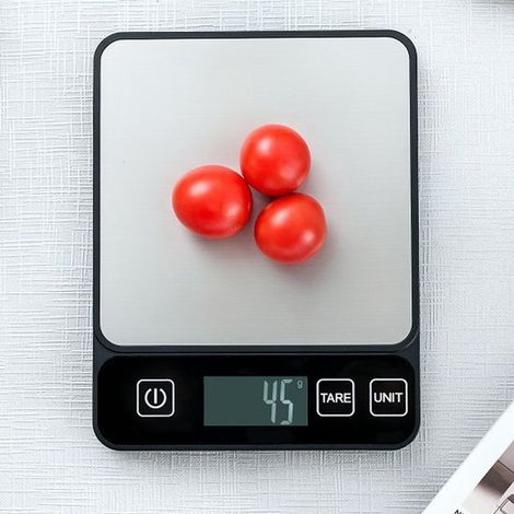 Balanza de cocina digital，10 kg，1 g，balanza electrónica de acero inoxidable，con pantalla LCD y función de tara，6 unidades de medida (1/5)
