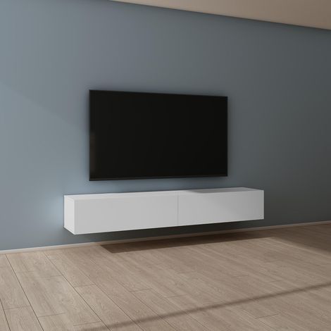Mai & Mai Fernsehtisch Fernsehschrank TV Schrank Verdeckter Griff mit Soft-Close Lowboard Hängeschrank für Wohnzimmer in Matt Weiß BTH: 200x40,2x30 cm Fernsehschrank02