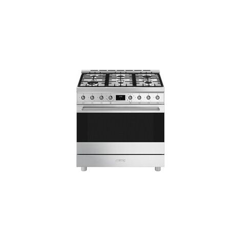SMEG C9GMX2 90x60 Inox table gaz 6 brûleurs et four électrique multifonction 115 L Vapor Clean (1/5)