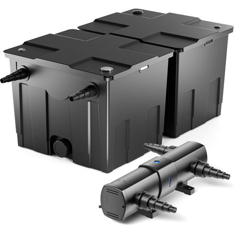 Wiltec Komplettset: CBF-350B Teichfilter bis 60000 L Teichfilteranlage als Durchlauffilter, CUV-224 Teichklärer UVC Klärer mit 24 Watt UV-C Leistung (1/5)