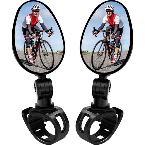 Rétroviseur Vélo - Rétroviseur Universel Rotatif 360° pour Guidon - Convient Vélo VAE Trottinette - Diamètre Intérieur 25 à 55 mm - Verre 70 x 50 mm - Lot de 2 (1/5)