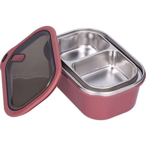 Boîte-repas Bento Inox 1,2L Double Couche Anti-Fuites pour École Pique-nique Voyage (Rouge) (1/5)