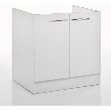 Meuble de cuisine sous évier 2 portes blanc 80cm – Hauteur 86cm – Profondeur 60cm – Panneau mélaminé double face – Garantie 2 ans