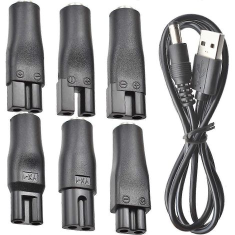 Lot de 7 câbles d'alimentation 5V avec adaptateur USB de rechange, compatibles avec tondeuses à cheveux électriques, tondeuses à barbe, rasoirs, appareils de beauté et lampes de bureau. (1/5)