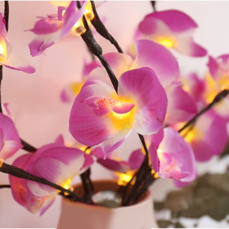 Guirlande lumineuse LED simulant une branche de Phalaenopsis pour la décoration intérieure de Noël et autres fêtes. (1/5)