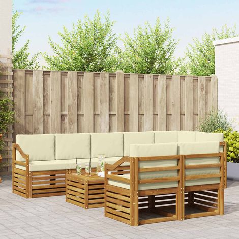vidaXL Sofagarnituren 9 pcs Natur und Creme Massivholz Akazie (1/5)