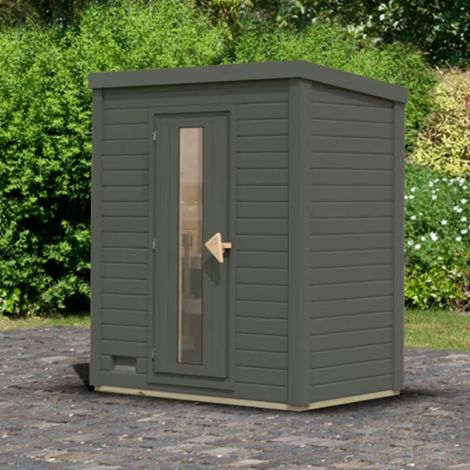 Sauna Extérieur 2 Places Bois Epicéa 38mm Anthracite Karibu Hytti