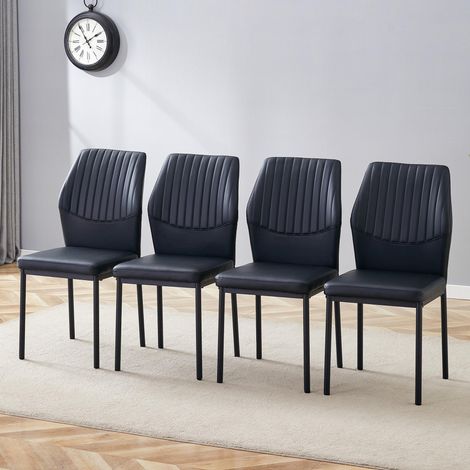 Ensemble de 4 chaises de salle à manger au style luxueux et léger : dossier noir salons moderne - qualité supérieure et confort optimal