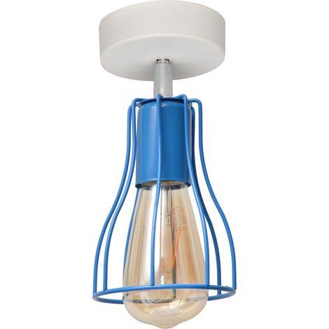 Helam TUBE Semi Plafonnier Blanc, Bleu 10cm