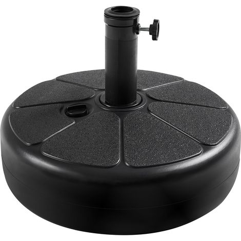 Yaheetech – Pied de parasol rond 22 L – Base de remplissage en plastique solide – Compatible mât Ø 3,8/4,8 cm – Dimensions 46 × 46 × 33 cm – Noir (1/5)