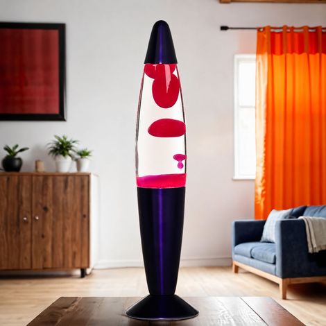 Lampe à Lave Timmy au design rétro bleu nuit avec cire bleue et liquide azur H:36 cm - Bleu (1/5)