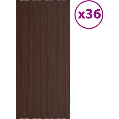 Panneaux de toiture 36 pcs Acier galvanisé Marron 100x45 cm vidaXL