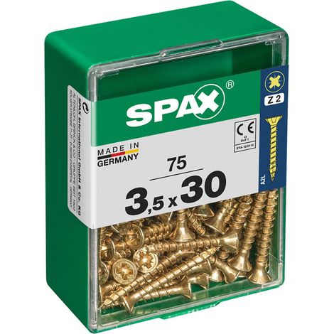 Boîte 75 Unités. Vis A Bois Spax Cab. Plat Yellox 3.5x30mm Spax (1/2)