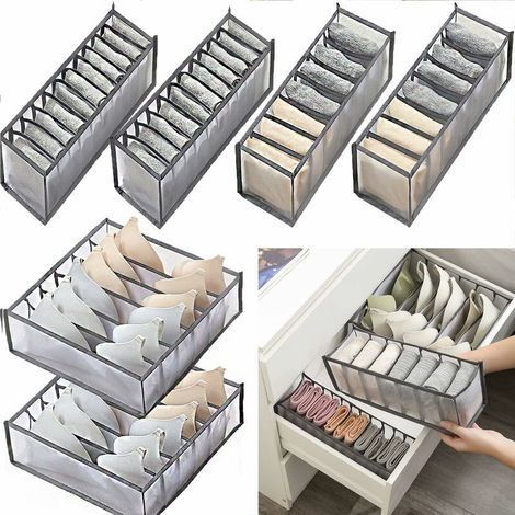 6 Pcs Organisateur De Tiroir De Sous-VêTements BoîTe De Rangement Pliable Boîte de Rangement à Tiroirs de Grande Capacité pour Ranger Sous-Vêtements, Chaussettes, Soutiens-Gorge