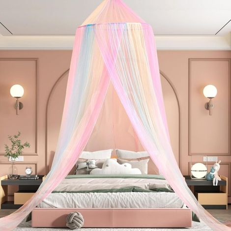 APEX Moustiquaire de Lit, Ciel de Lit Fille, Arc-en-Ciel Moustiquaire pour Lit Double Simple, Ciel de Lit Enfant pour Voyage et Maison (1/5)
