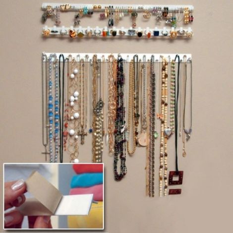 Crochet Murale Adhésive - Crochet de Rangement pour Bijoux - Support Collier Organiseur Mural - 9 Pièces - Capacité 6 kg (1/5)