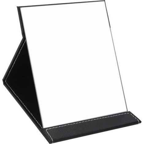 Faltbarer und tragbarer Kosmetikspiegel mit Ständer – Bezug aus PU-Leder – Reisespiegel – Rasierspiegel – Faltbarer Tischspiegel – Kosmetikspiegel für Büro und Camping – 25 x 17,2 cm (1/5)