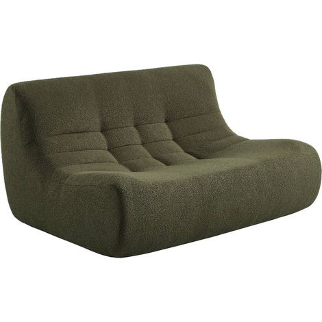 sweeek - 2-Sitzer Sessel mit strukturiertem Bouclé-Bezug, Strukturiertes  Bouclé, Khaki