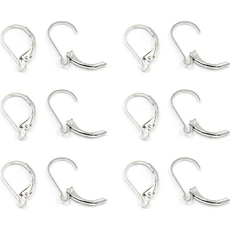Lot de 6 crochets d'oreilles, argent sterling 925, fermoir à levier, 15,6 x 9,5 mm, pour création de bijoux DIY (1/5)