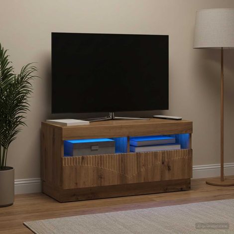 Beyamis Meuble TV LED artisanal en chêne massif (1/5)