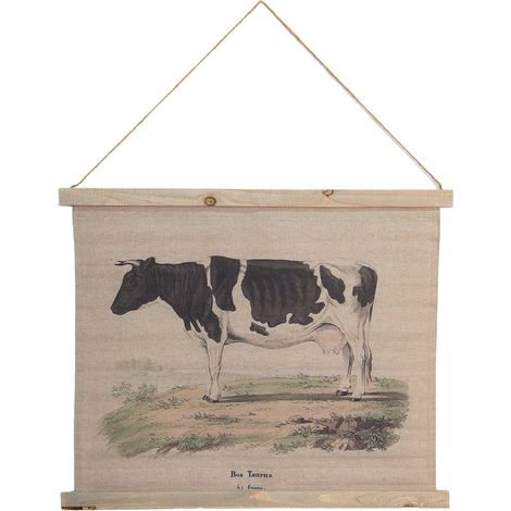 Tapis mural en jute beige motif vache 64 x 53 cm - Tenture décorative - PANGIVO (1/2)