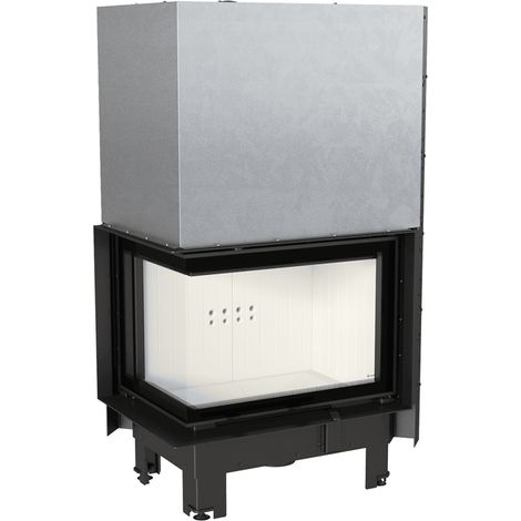 Kamineinsatz aus Stahl KRATKI MBZ links 13 kW Ø 200 mit Schiebetür gebogenes Glas (1/5)