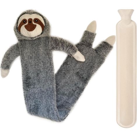 Wärmflasche 2L Kuscheltier Bezug Bettflasche Extra Lang Faultier (1/5)